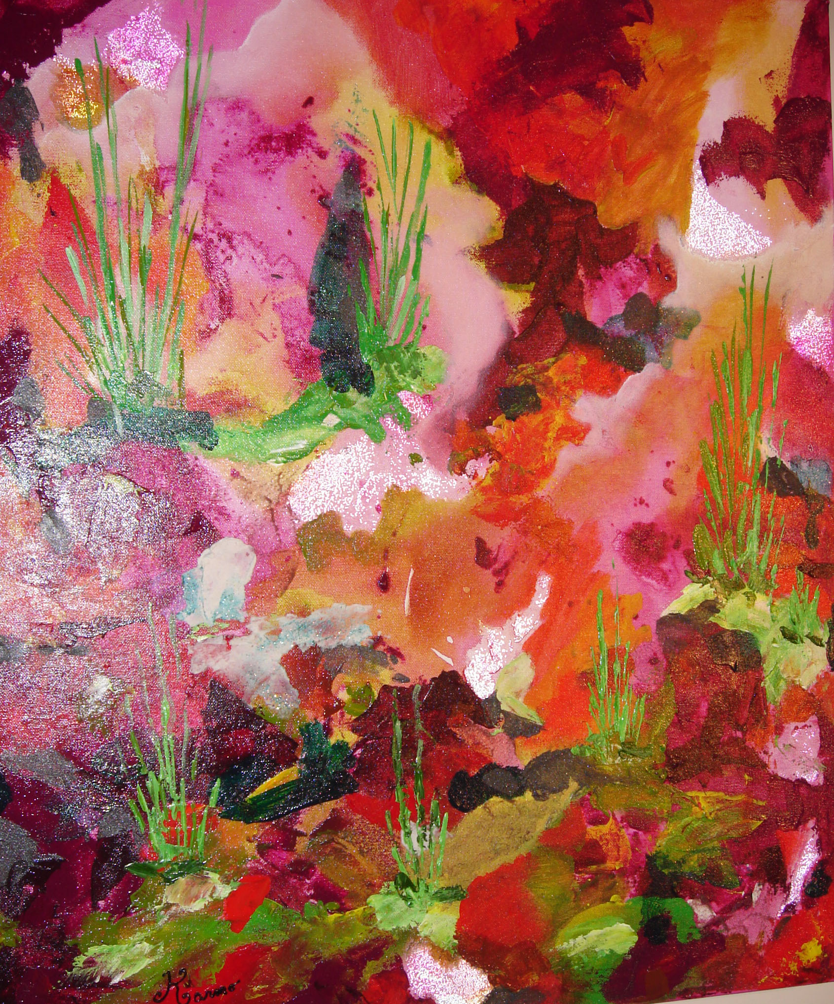 B Brume Magenta, 20x24 po, acrylique, limite figurative