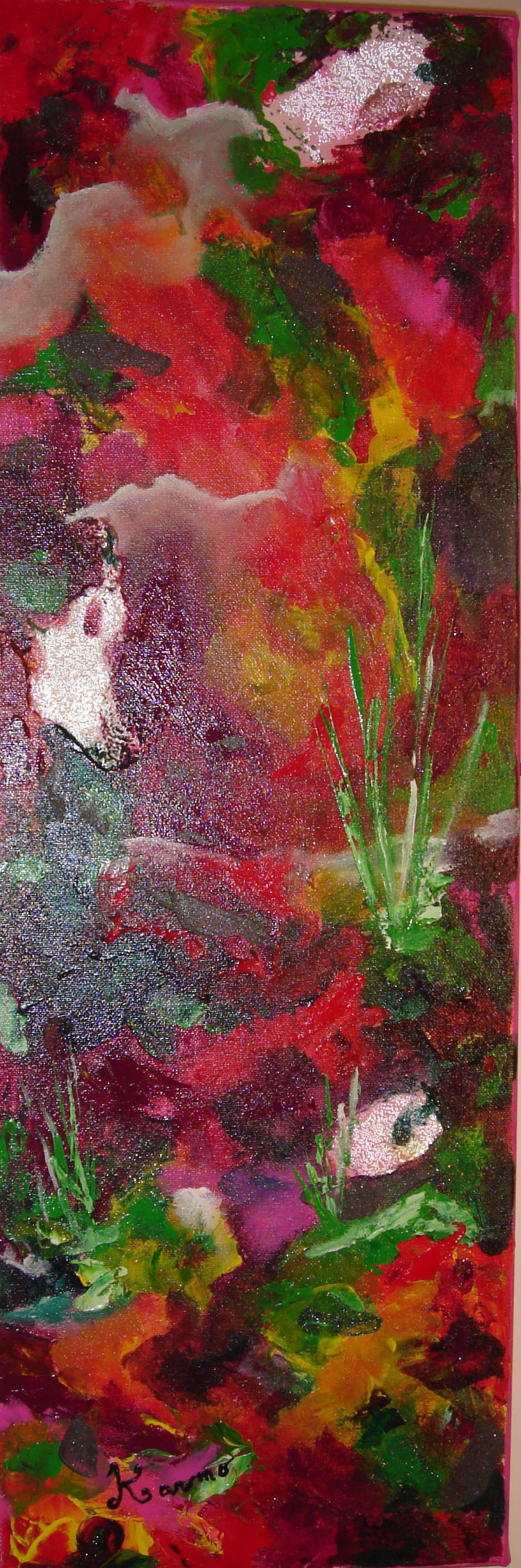 D Brume Magenta, 8x12po, acrylique, limite figurative.