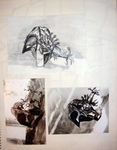 Dessin - le masque - encre de chine sur papier